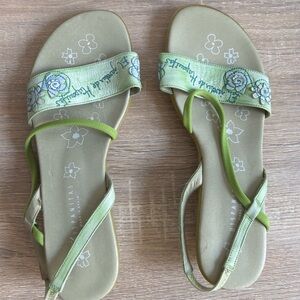 Hispanitas Light Green Floral Women's Sandals